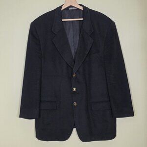 Saxon Cashmere Blazer Men US 50 Sport Coat Blck Lined Union Made 3B Ventless VTG